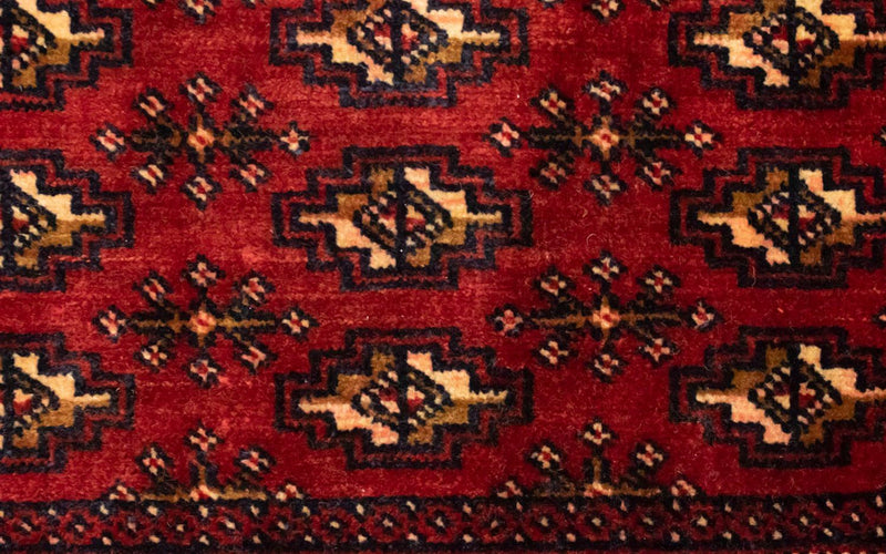 Løber Turkaman-tæppe - 100 x 50 cm - rød