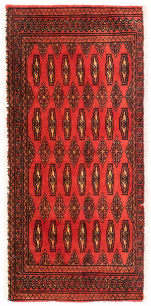 Løber Turkaman-tæppe - 100 x 50 cm - rød