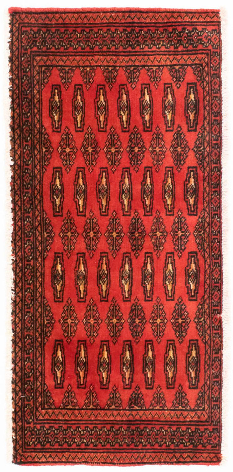 Løber Turkaman-tæppe - 100 x 50 cm - rød