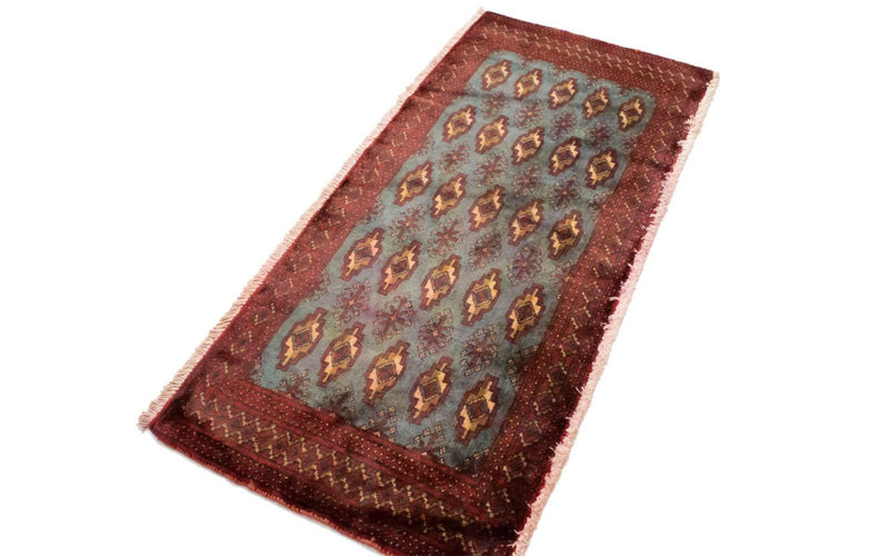 Turkaman-tæppe - 130 x 60 cm - blå
