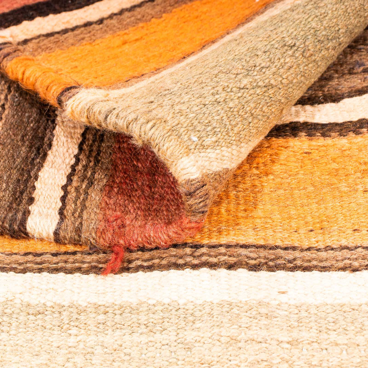 Kelim-tæppe - gammelt - 180 x 170 cm - flerfarvet