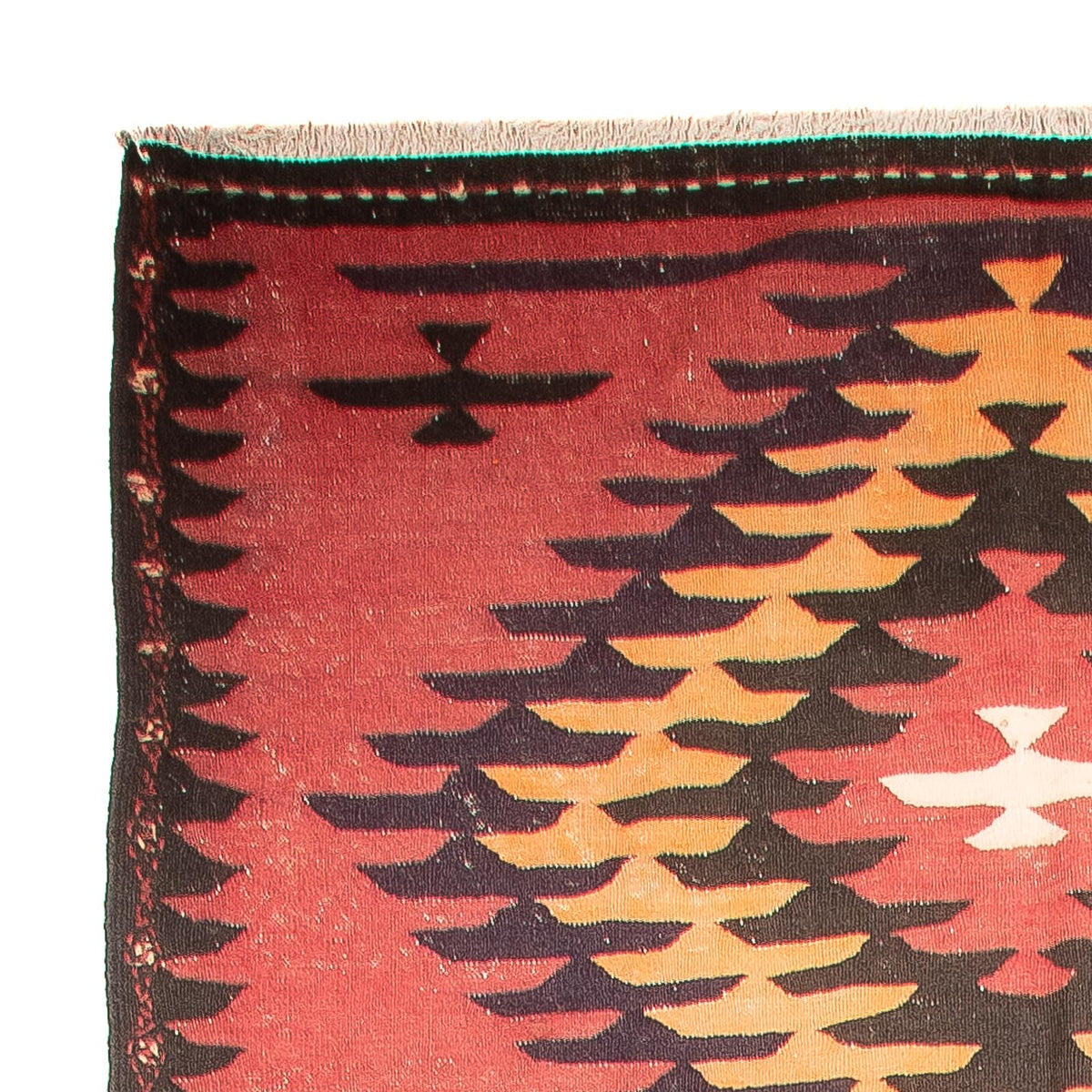 Løber Kelim-tæppe - gammelt - 435 x 150 cm - lysrød