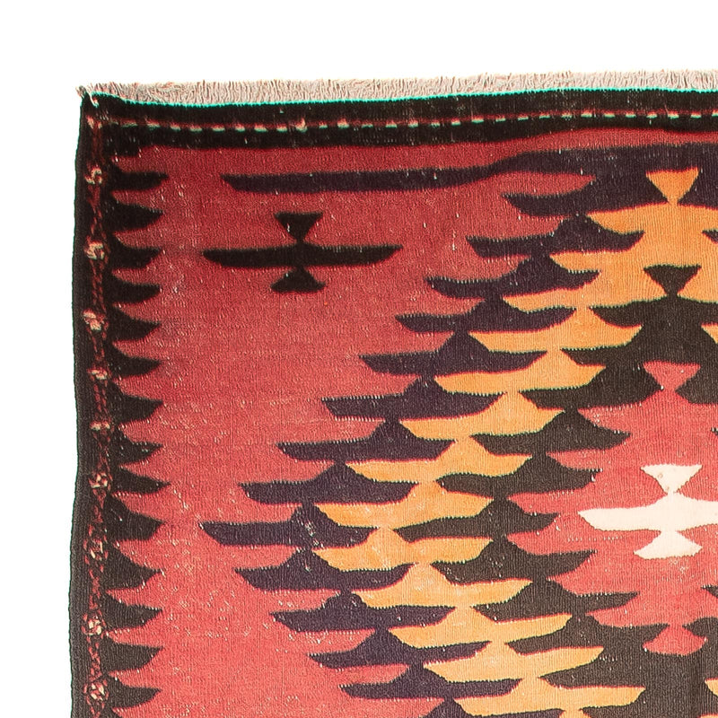 Løber Kelim-tæppe - gammelt - 435 x 150 cm - lysrød