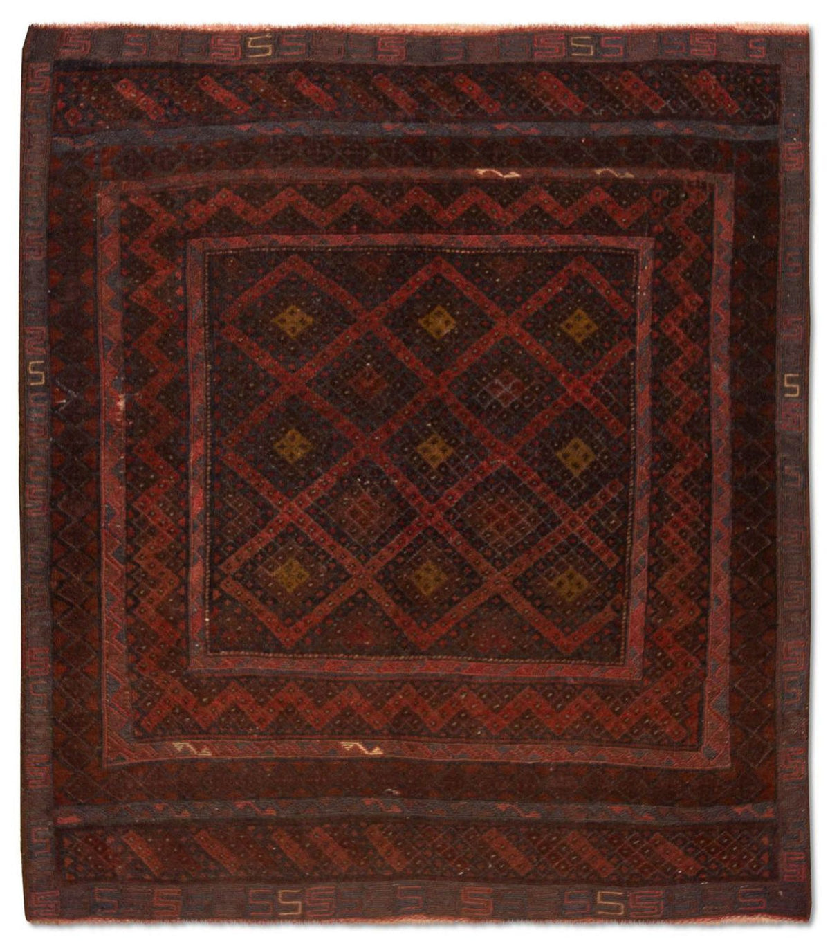 Kelim-tæppe - orientalsk - 139 x 118 cm - brun