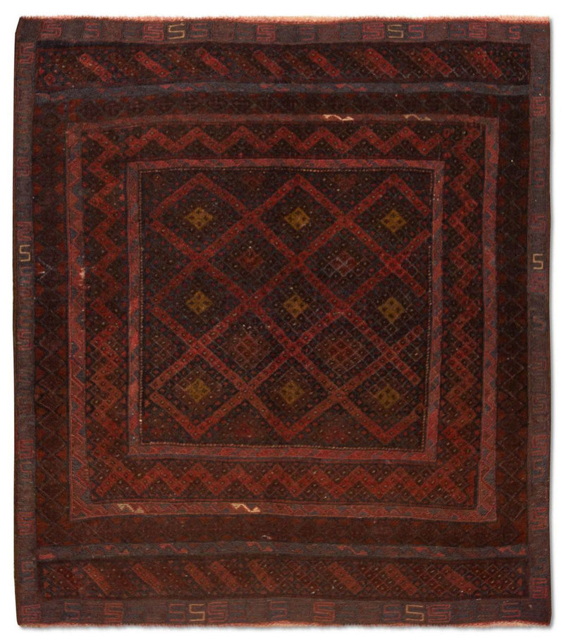 Kelim-tæppe - orientalsk - 139 x 118 cm - brun