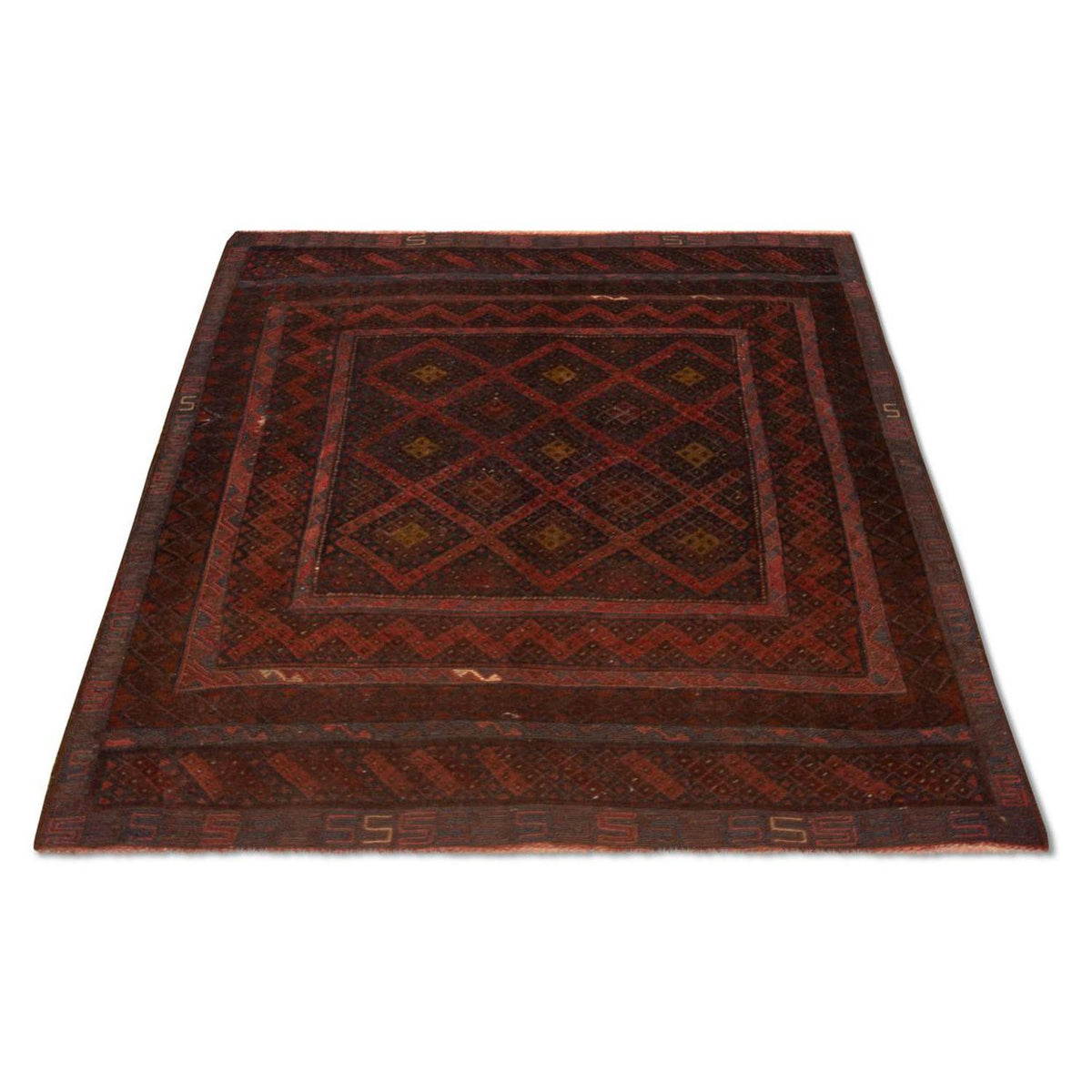 Kelim-tæppe - orientalsk - 139 x 118 cm - brun