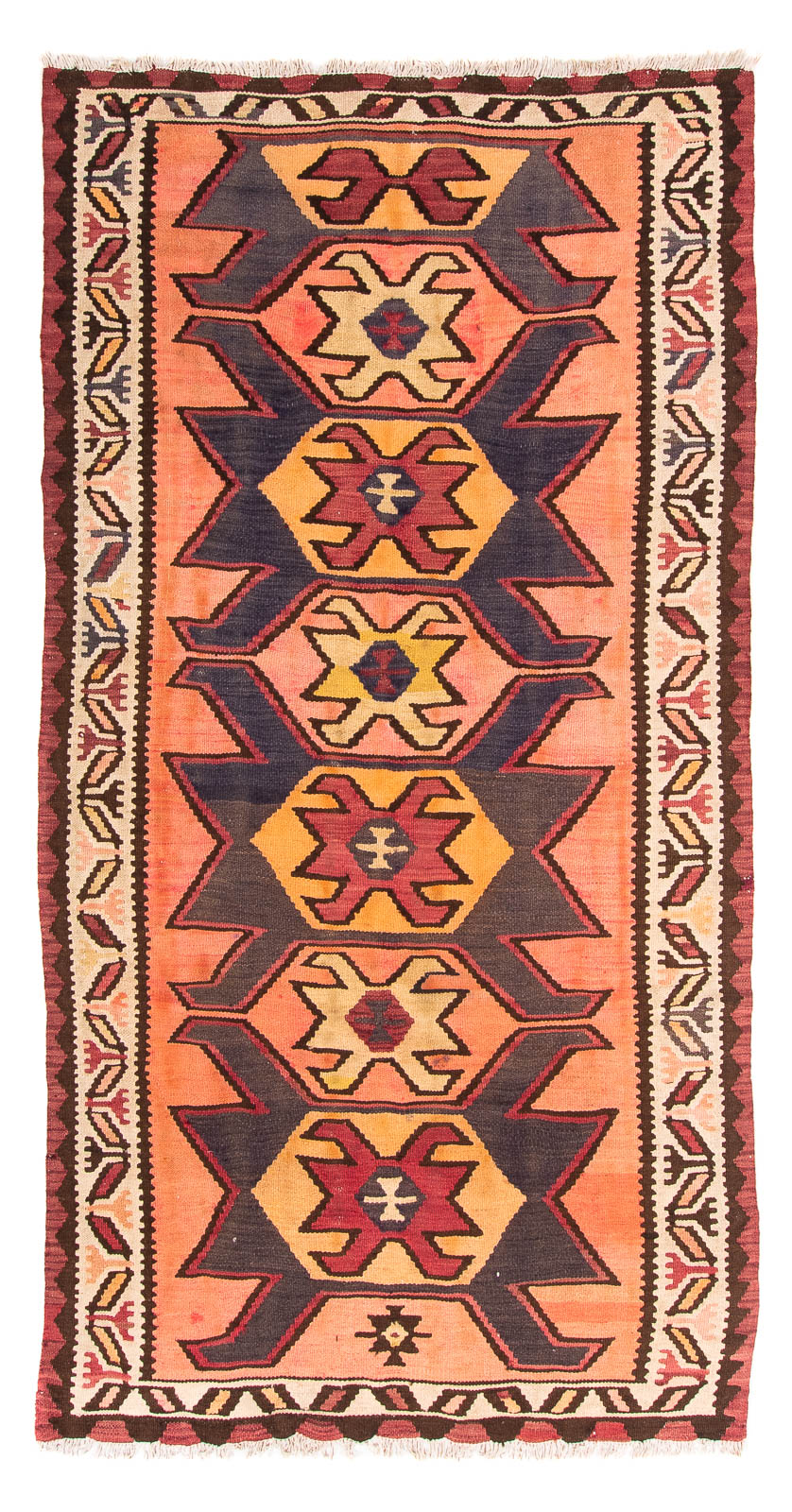 Løber Kelim-tæppe - gammelt - 265 x 140 cm - flerfarvet
