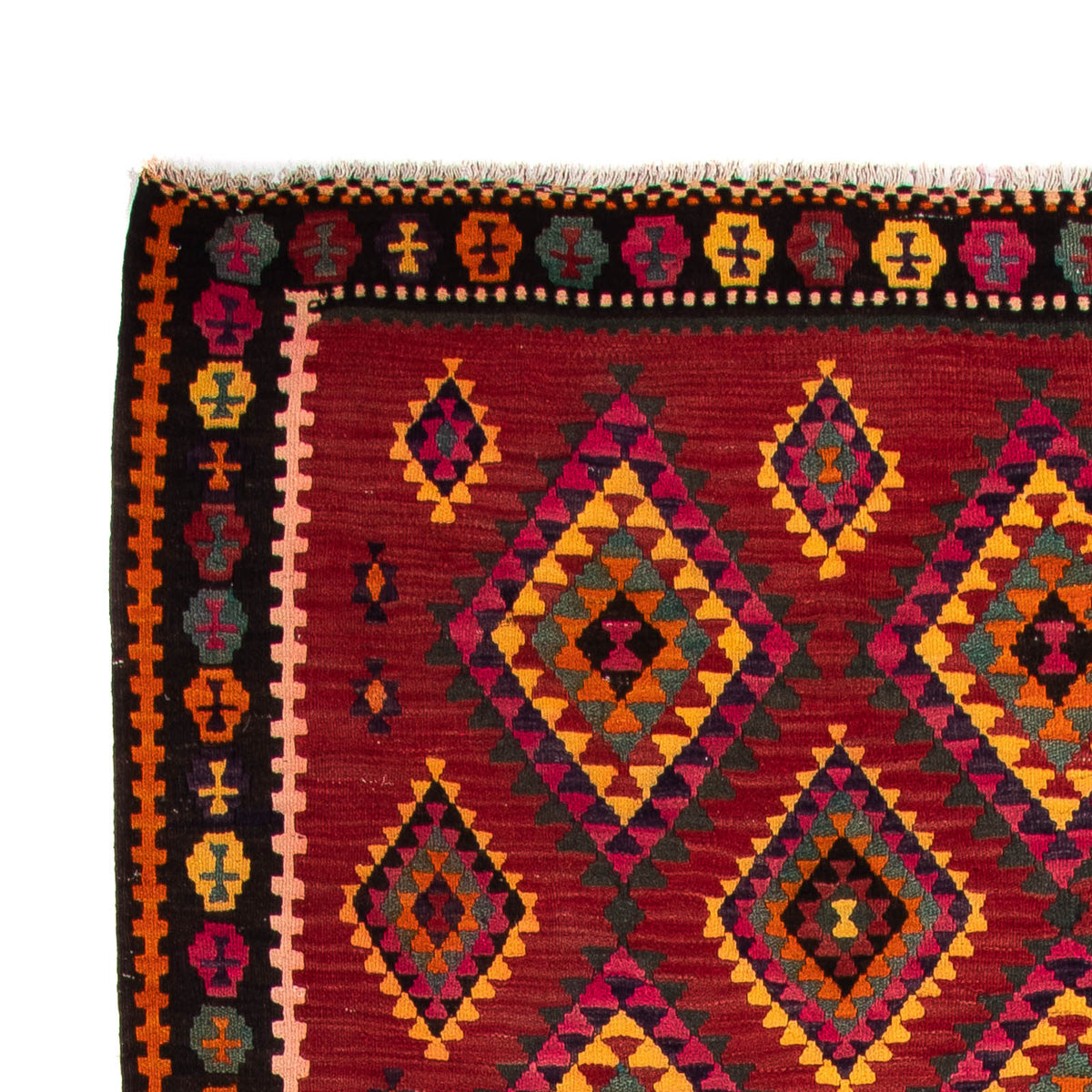 Løber Kelim-tæppe - gammelt - 390 x 147 cm - flerfarvet