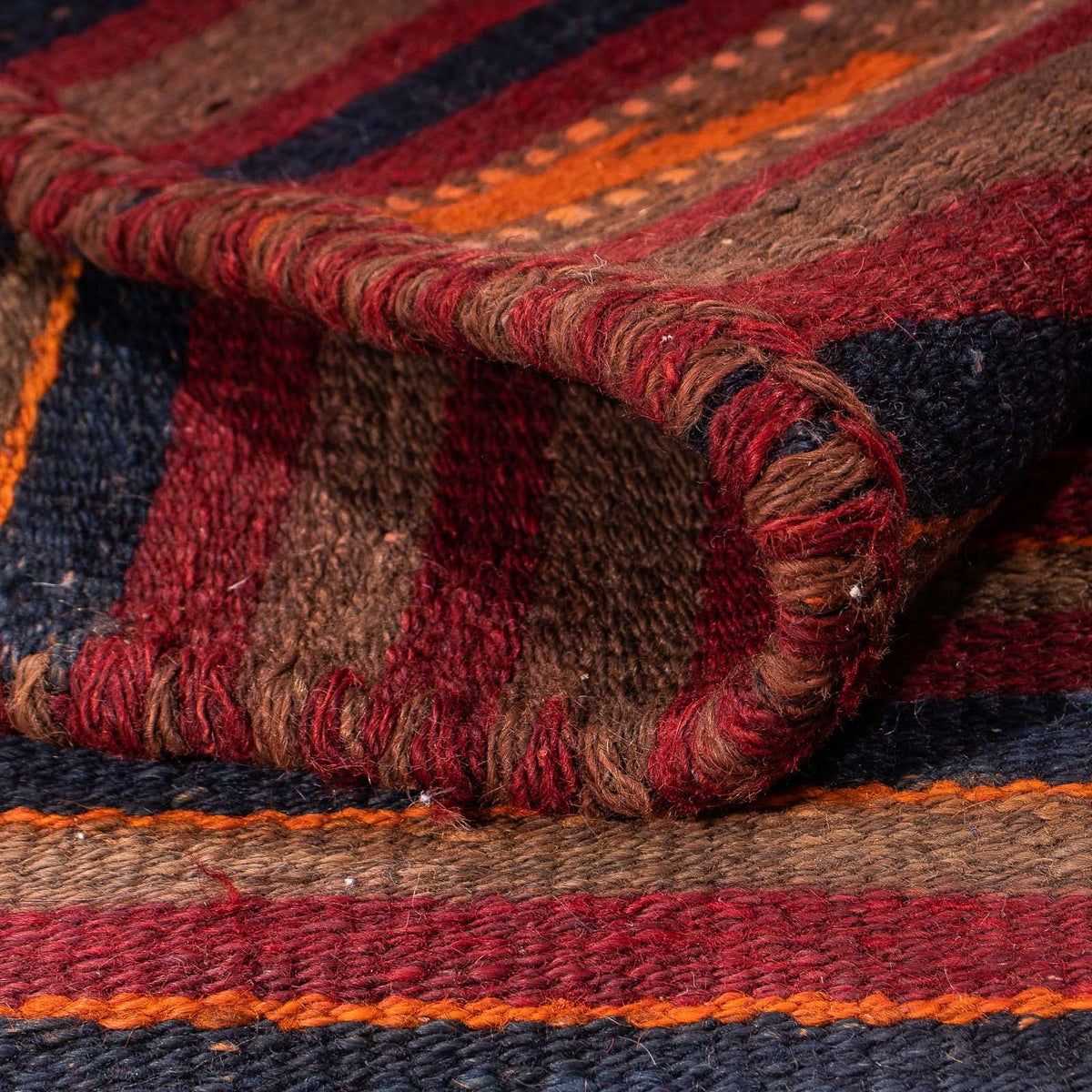 Kelim-tæppe - gammelt - 170 x 145 cm - flerfarvet