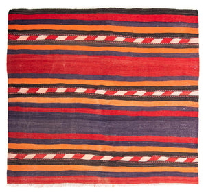 Kelim-tæppe - gammelt - 165 x 150 cm - flerfarvet