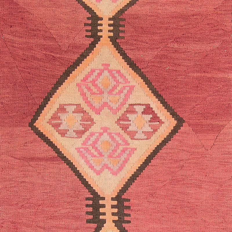 Løber Kelim-tæppe - gammelt - 435 x 200 cm - lysrød