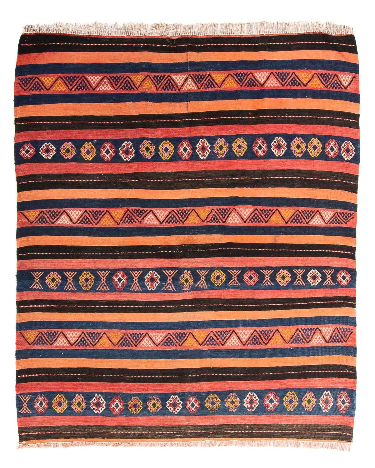 Kelim-tæppe - gammelt firkantet - 180 x 150 cm - flerfarvet