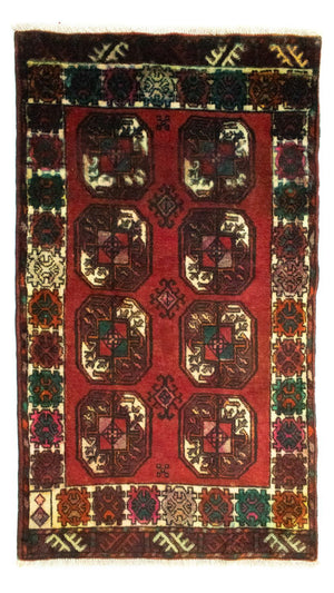Turkaman-tæppe - 100 x 67 cm - rød