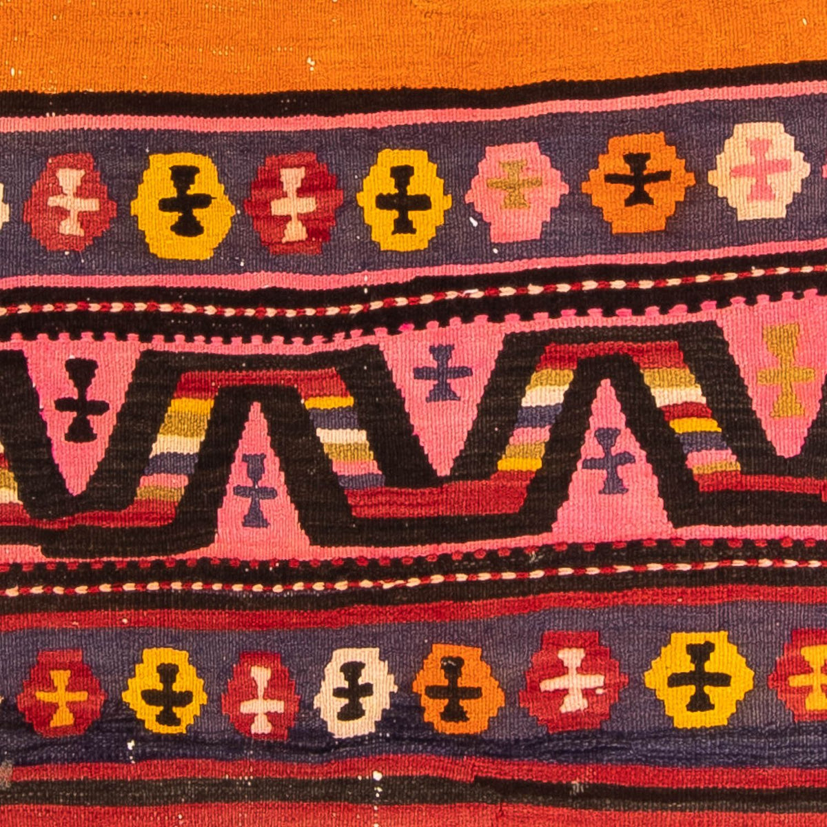Kelim-tæppe - gammelt - 220 x 135 cm - flerfarvet