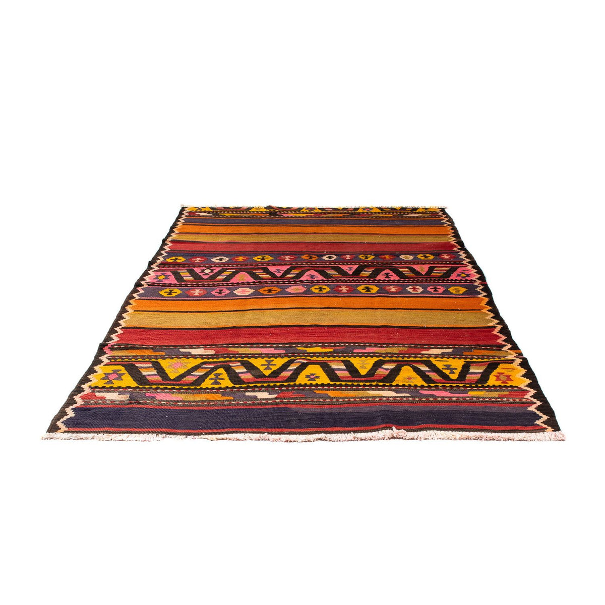 Kelim-tæppe - gammelt - 220 x 135 cm - flerfarvet