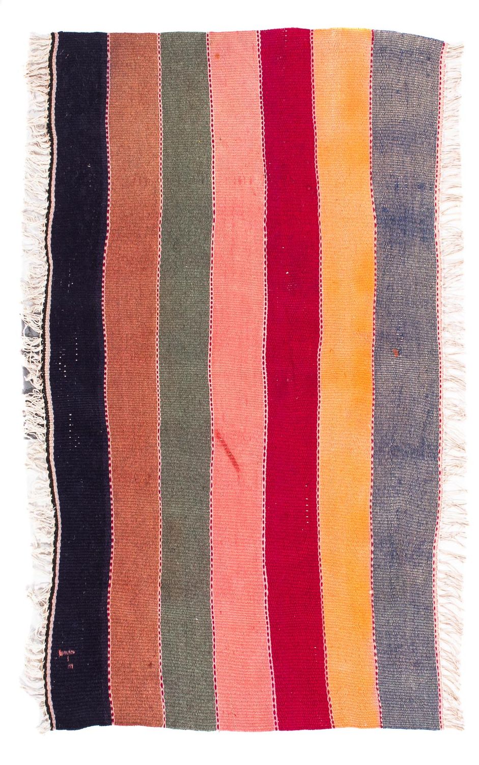Kelim-tæppe - gammelt - 110 x 65 cm - flerfarvet