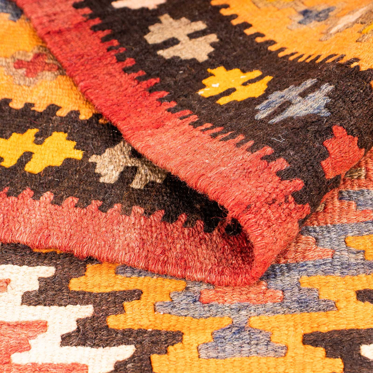 Løber Kelim-tæppe - gammelt - 310 x 127 cm - flerfarvet