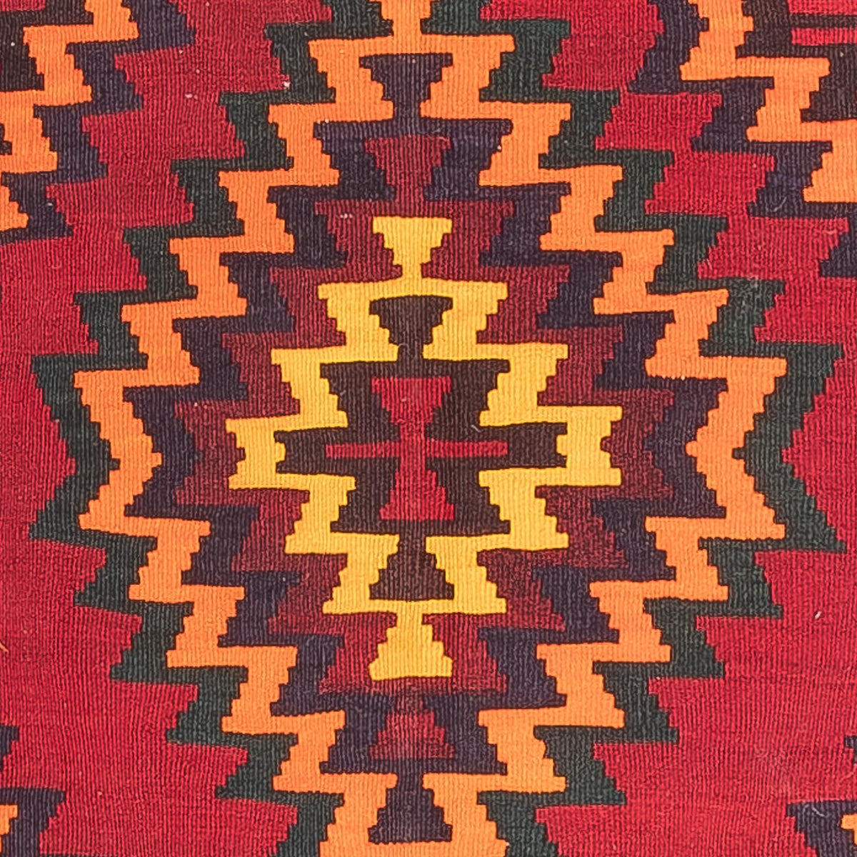 Løber Kelim-tæppe - gammelt - 440 x 124 cm - mørkerød