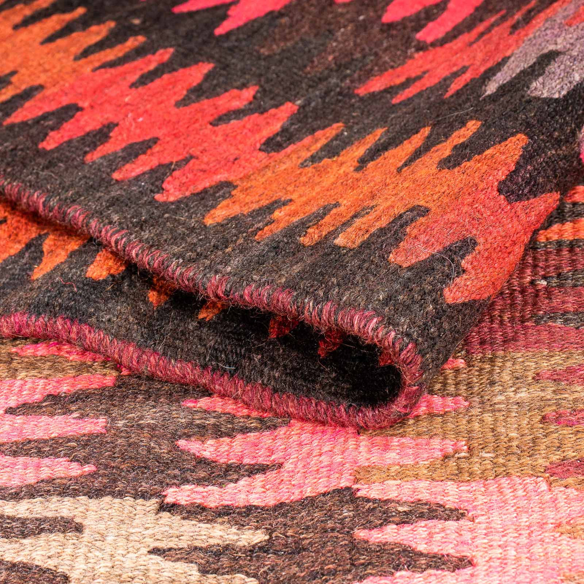 Løber Kelim-tæppe - gammelt - 380 x 150 cm - flerfarvet