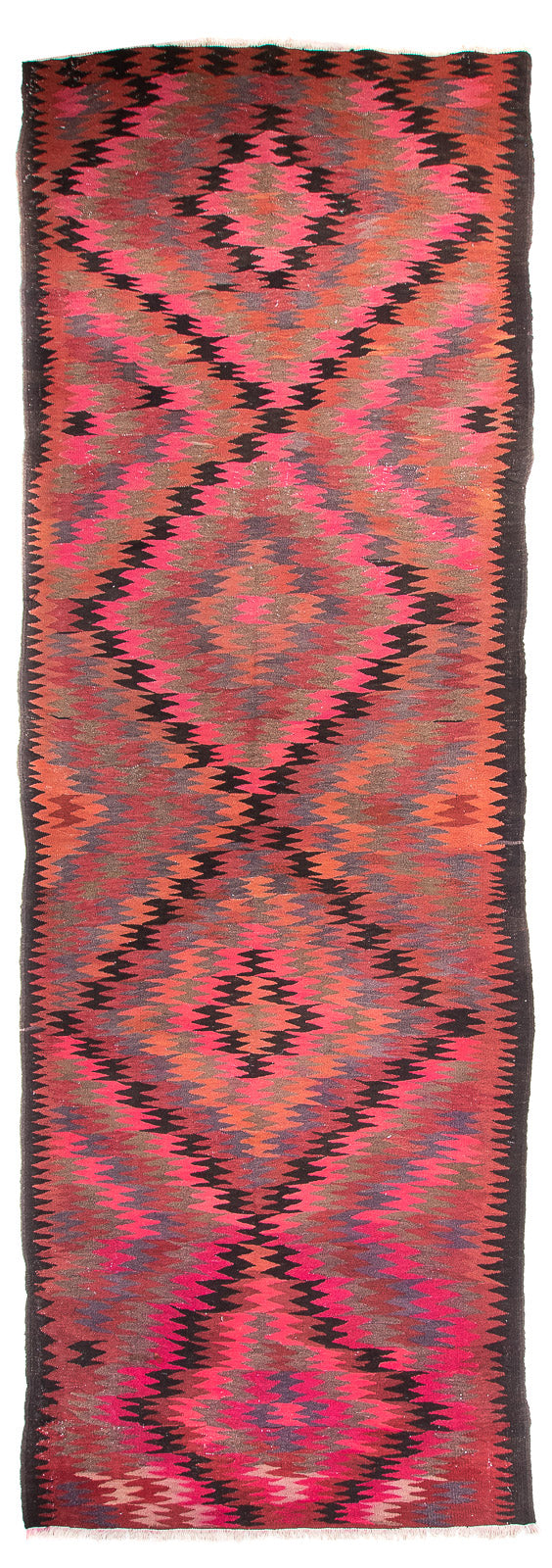 Løber Kelim-tæppe - gammelt - 420 x 130 cm - flerfarvet