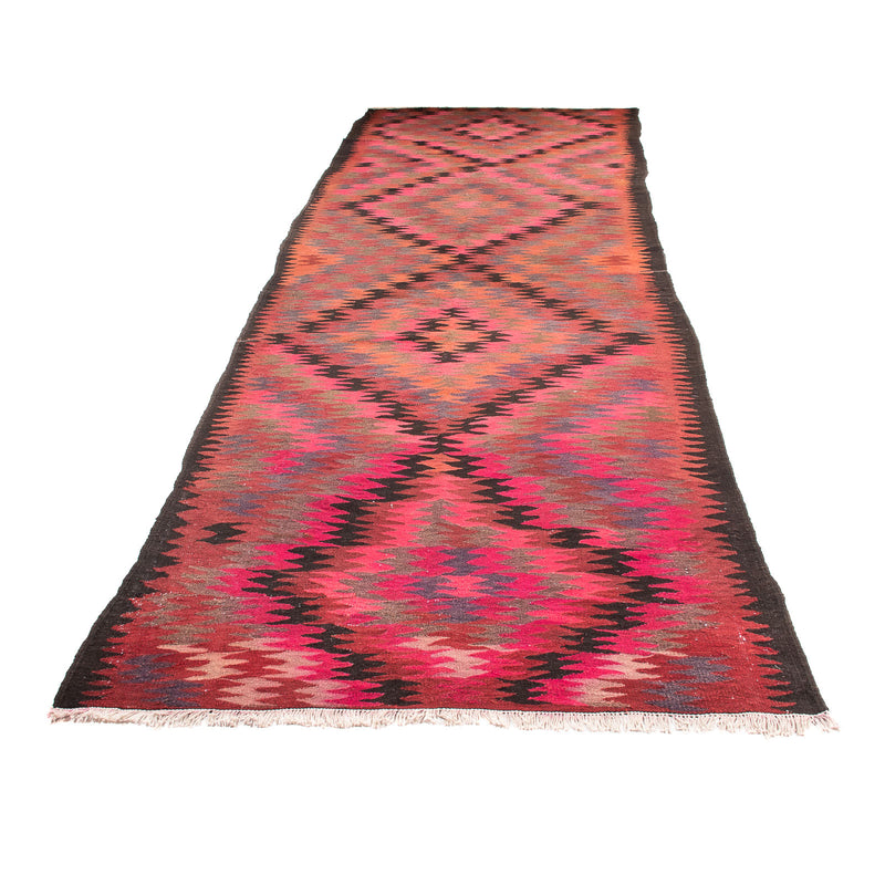 Løber Kelim-tæppe - gammelt - 420 x 130 cm - flerfarvet