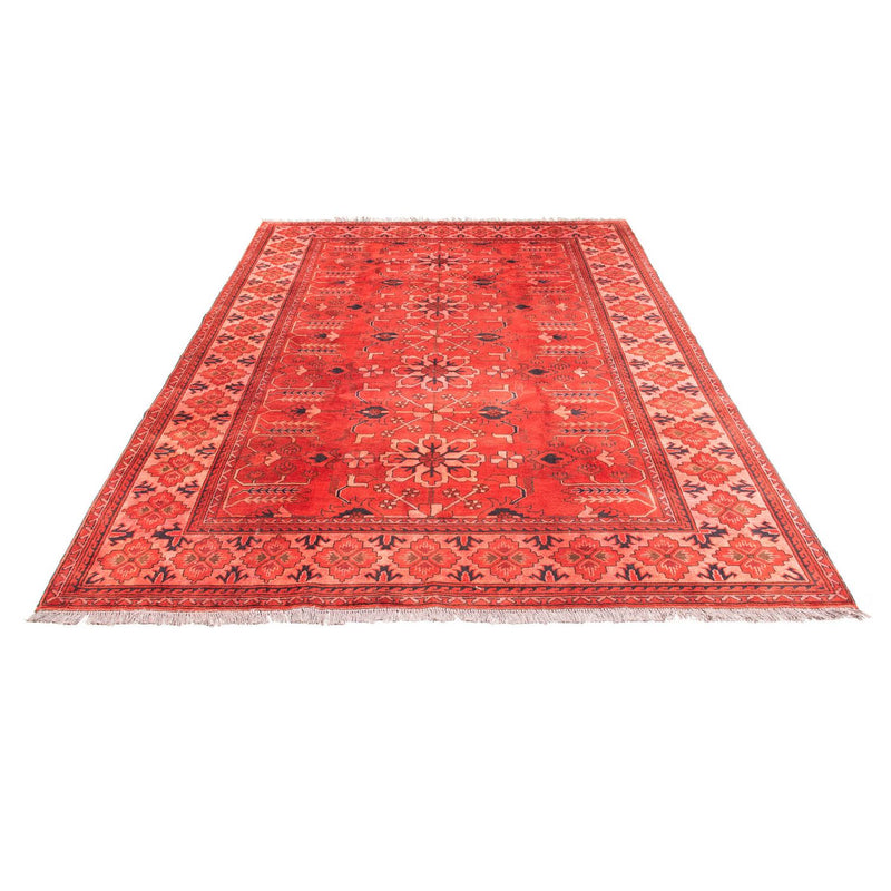 Afghansk tæppe - Hatshlu - 296 x 210 cm - mørkerød