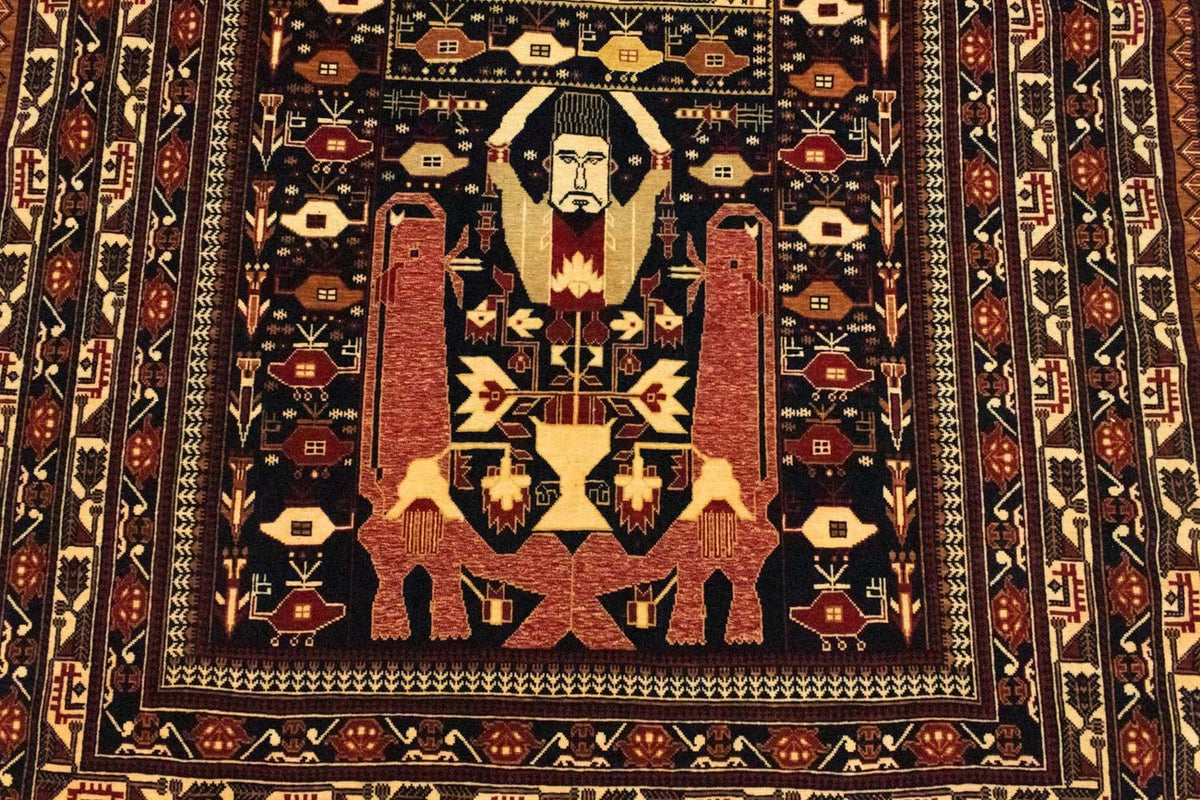 Afghansk tæppe - 196 x 122 cm - blå