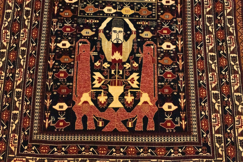 Afghansk tæppe - 196 x 122 cm - blå