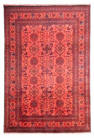 Afghansk tæppe - Hatshlu - 290 x 200 cm - rød