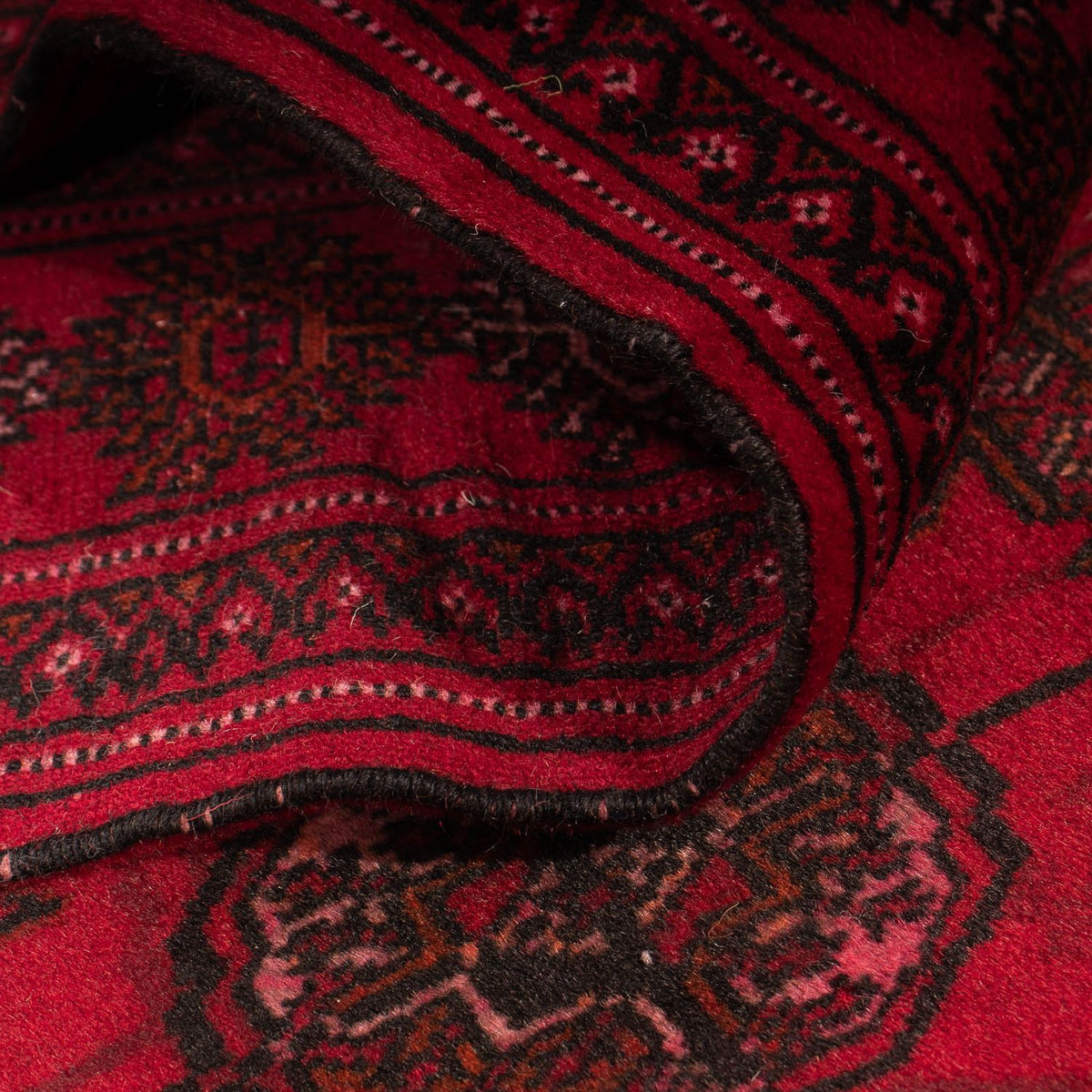Løber Afghansk tæppe - Bukhara - 280 x 106 cm - mørkerød