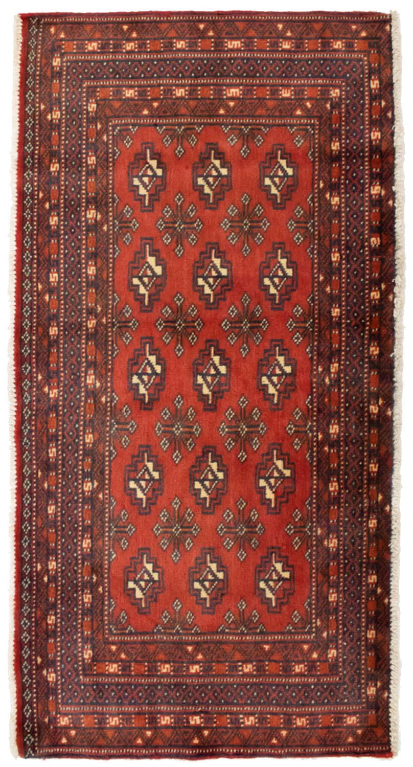 Løber Turkaman-tæppe - 100 x 50 cm - rød