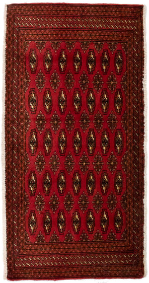 Turkaman-tæppe - 130 x 60 cm - rød