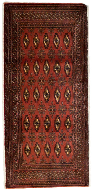 Turkaman-tæppe - 130 x 60 cm - rød