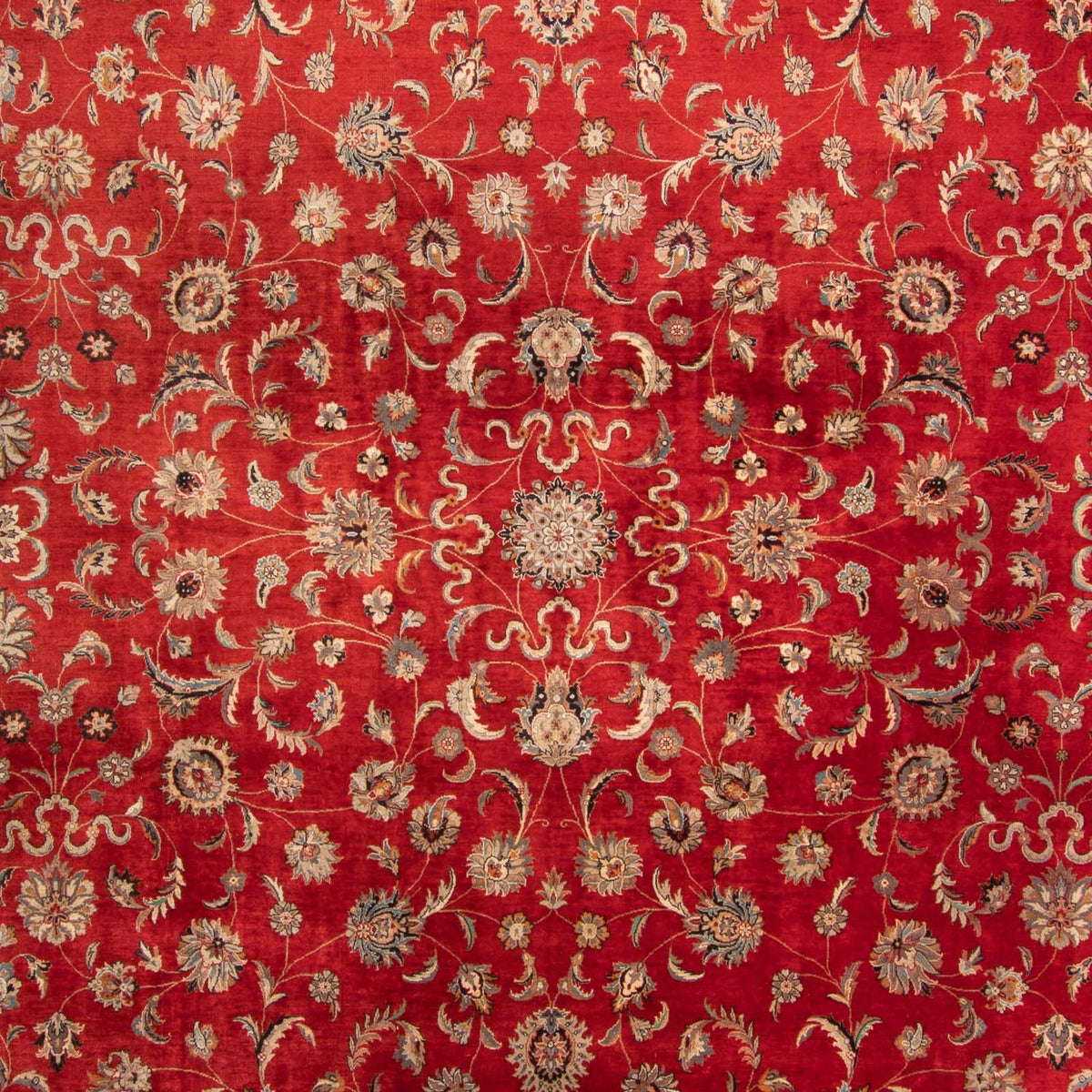 Orientalsk tæppe - Tabriz - 363 x 280 cm - mørkerød