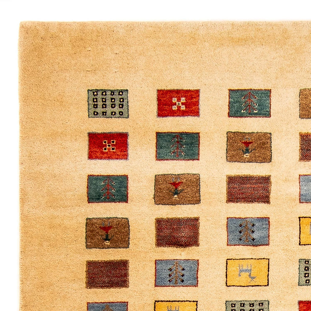 Gabbeh Tæppe - Loribaft Persisk - 197 x 144 cm - lys brun