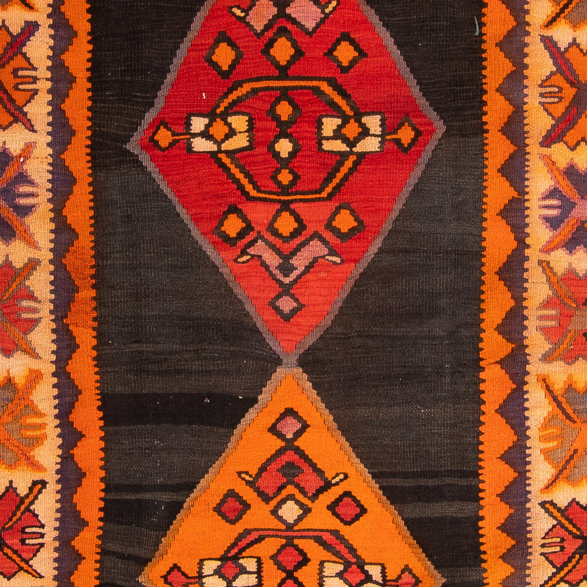 Løber Kelim-tæppe - gammelt - 380 x 150 cm - flerfarvet