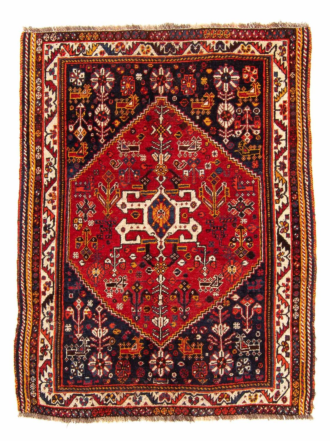 Persisk tæppe - Nomadisk - 142 x 115 cm - mørkerød