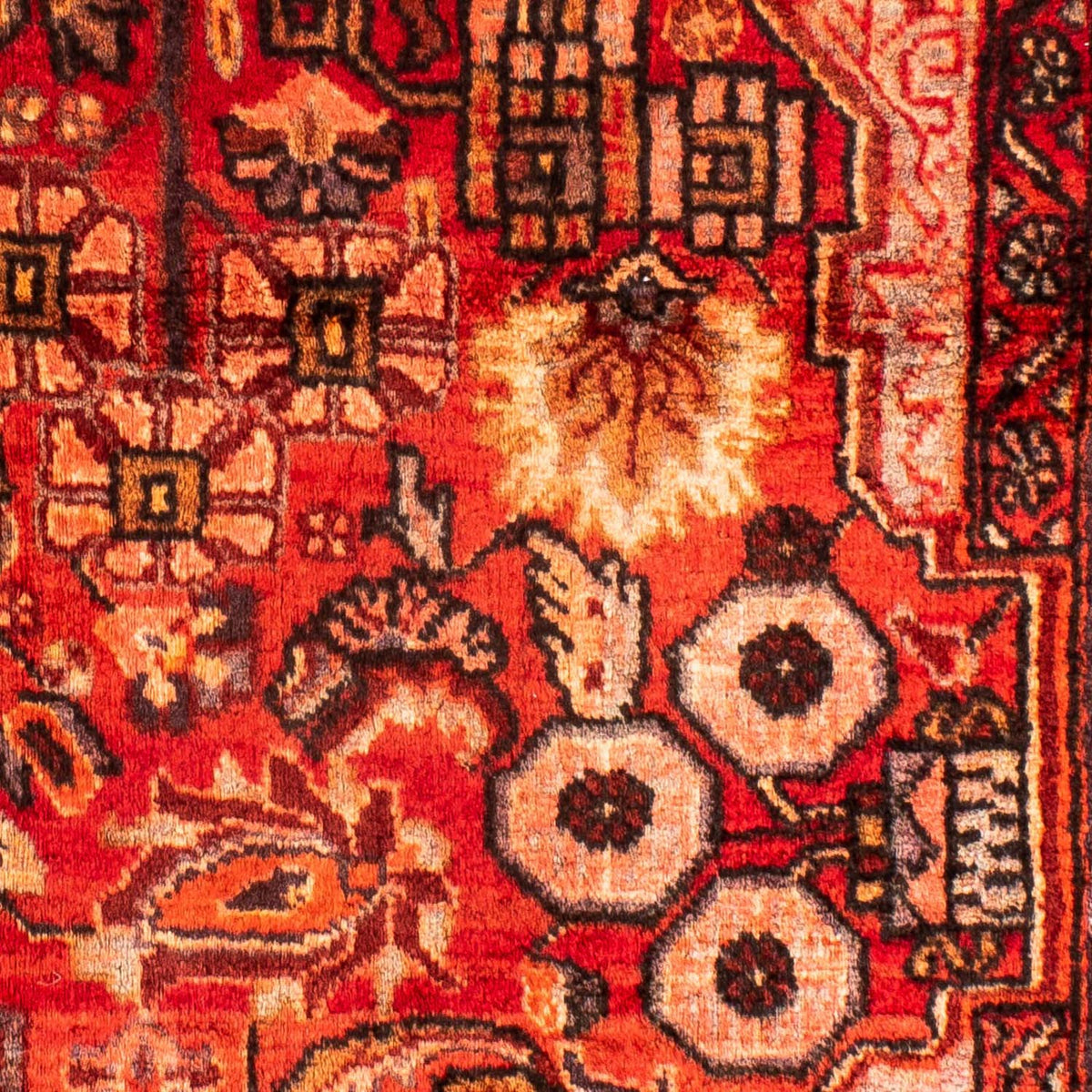 Persisk tæppe - Nomadisk firkantet - 92 x 82 cm - mørkerød