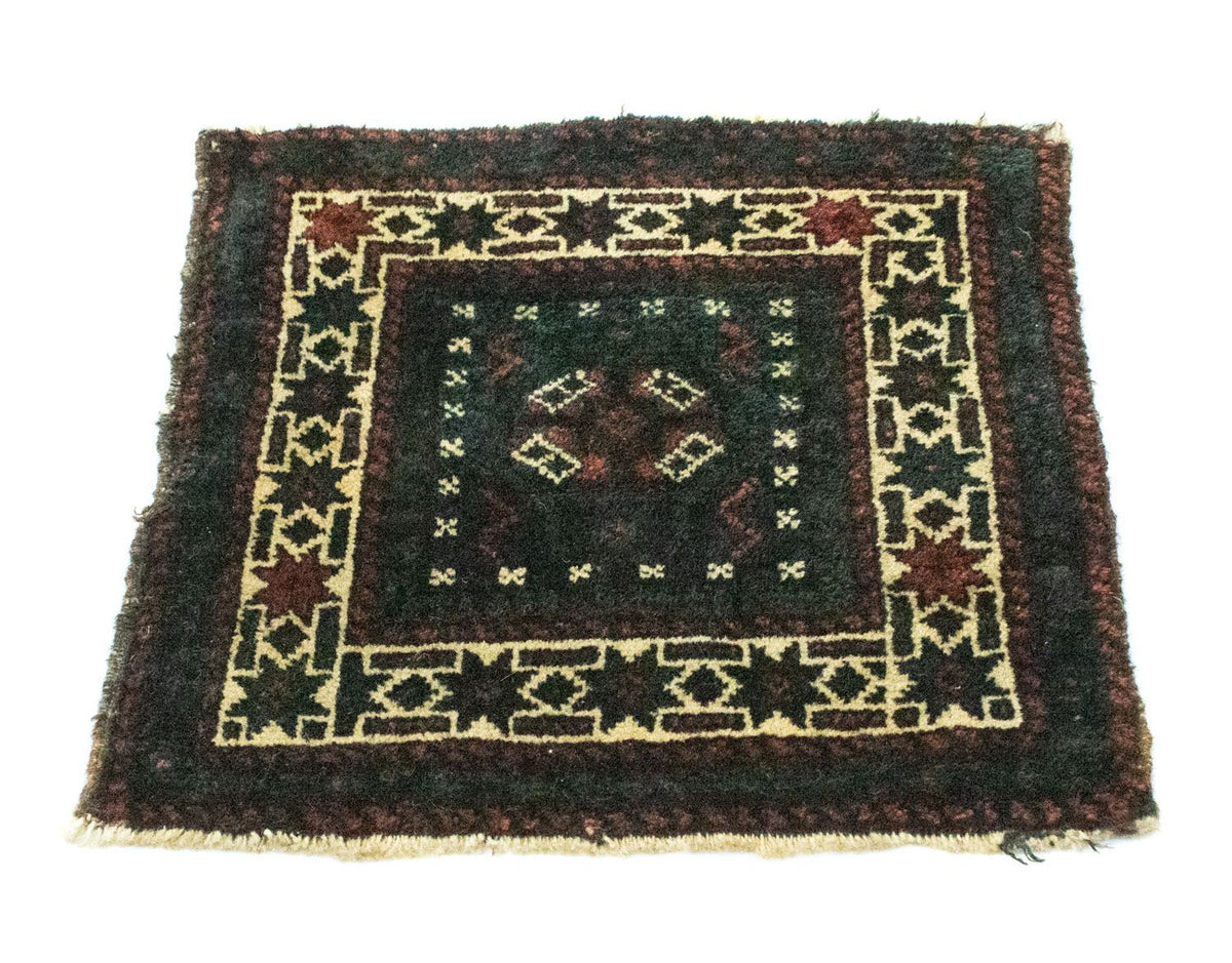 Afghansk tæppe firkantet  - 35 x 33 cm - blå