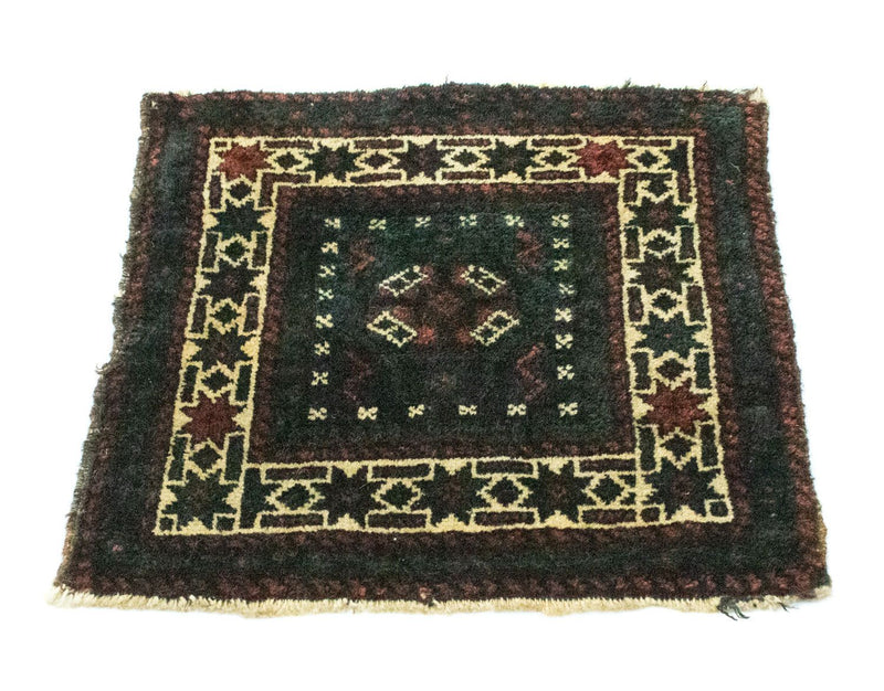 Afghansk tæppe firkantet  - 35 x 33 cm - blå