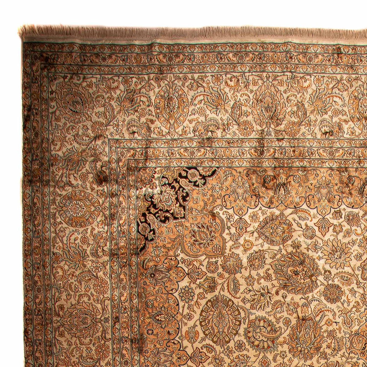 Silketæppe - Kashmir Silk - 410 x 307 cm - lys brun