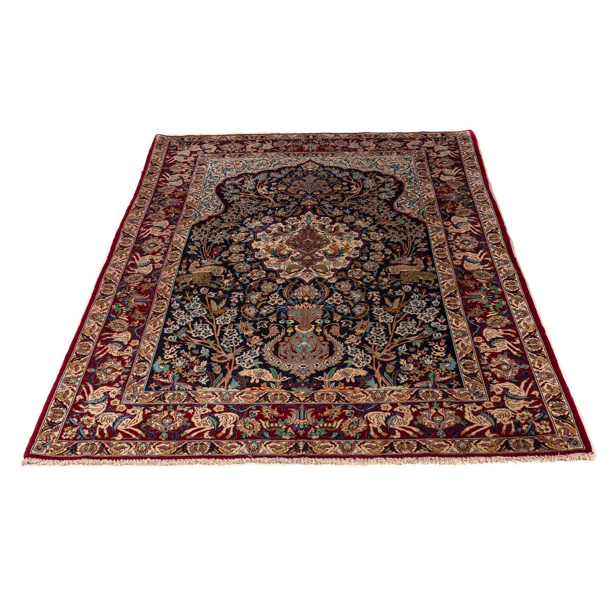 Persisk tæppe - Isfahan - Premium - 173 x 117 cm - mørkeblå