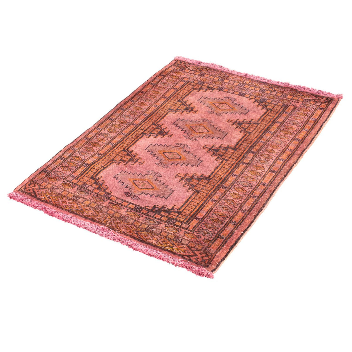 Turkaman-tæppe - 86 x 68 cm - lysrød