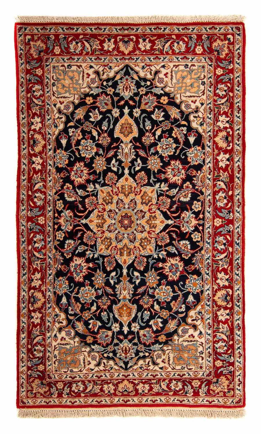 Løber Persisk tæppe - Isfahan - Premium - 175 x 100 cm - mørkeblå