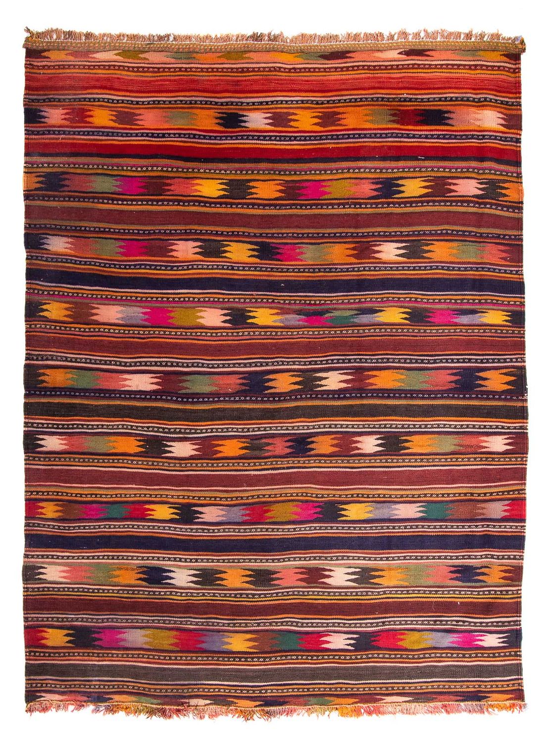 Kelim-tæppe - gammelt - 260 x 195 cm - flerfarvet