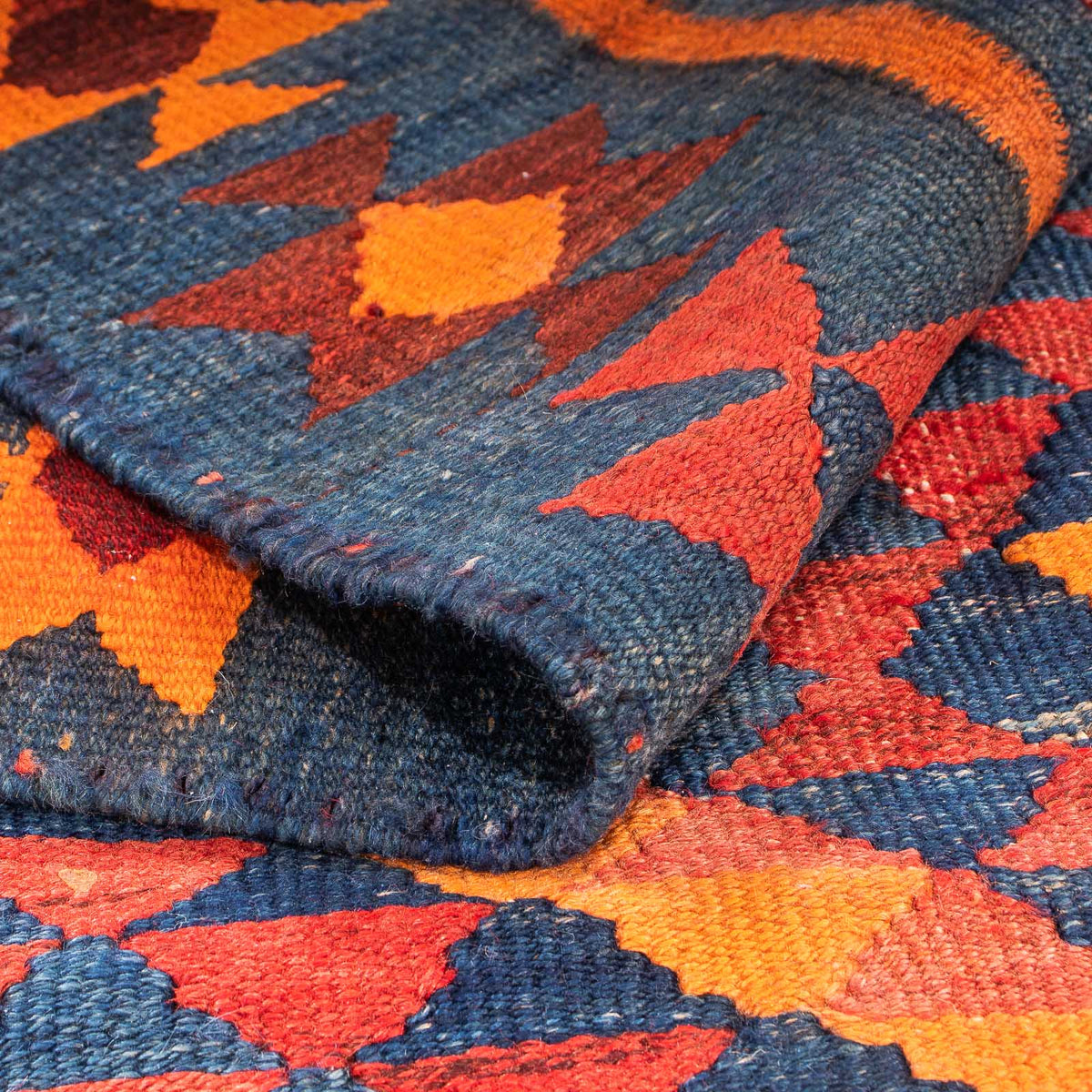 Løber Kelim-tæppe - gammelt - 220 x 195 cm - flerfarvet