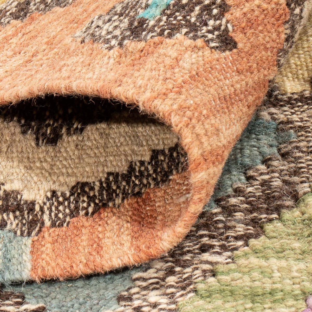 Kelim Carpet - Splash - 195 x 155 cm - flerfarvet