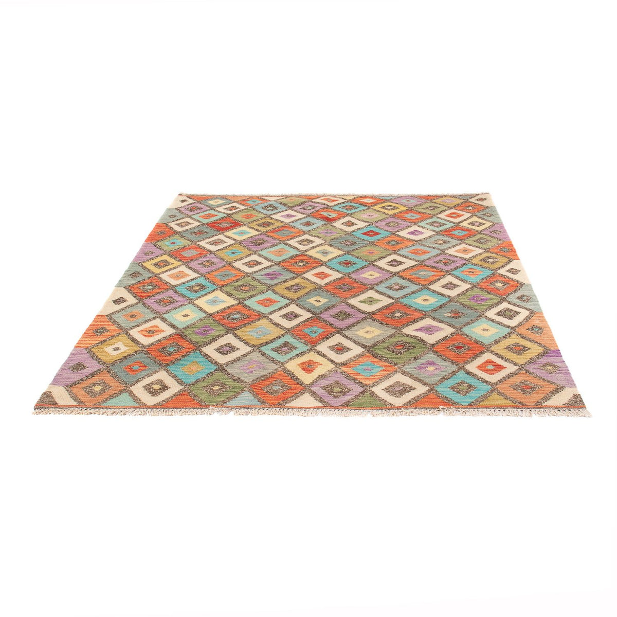 Kelim Carpet - Splash - 195 x 155 cm - flerfarvet