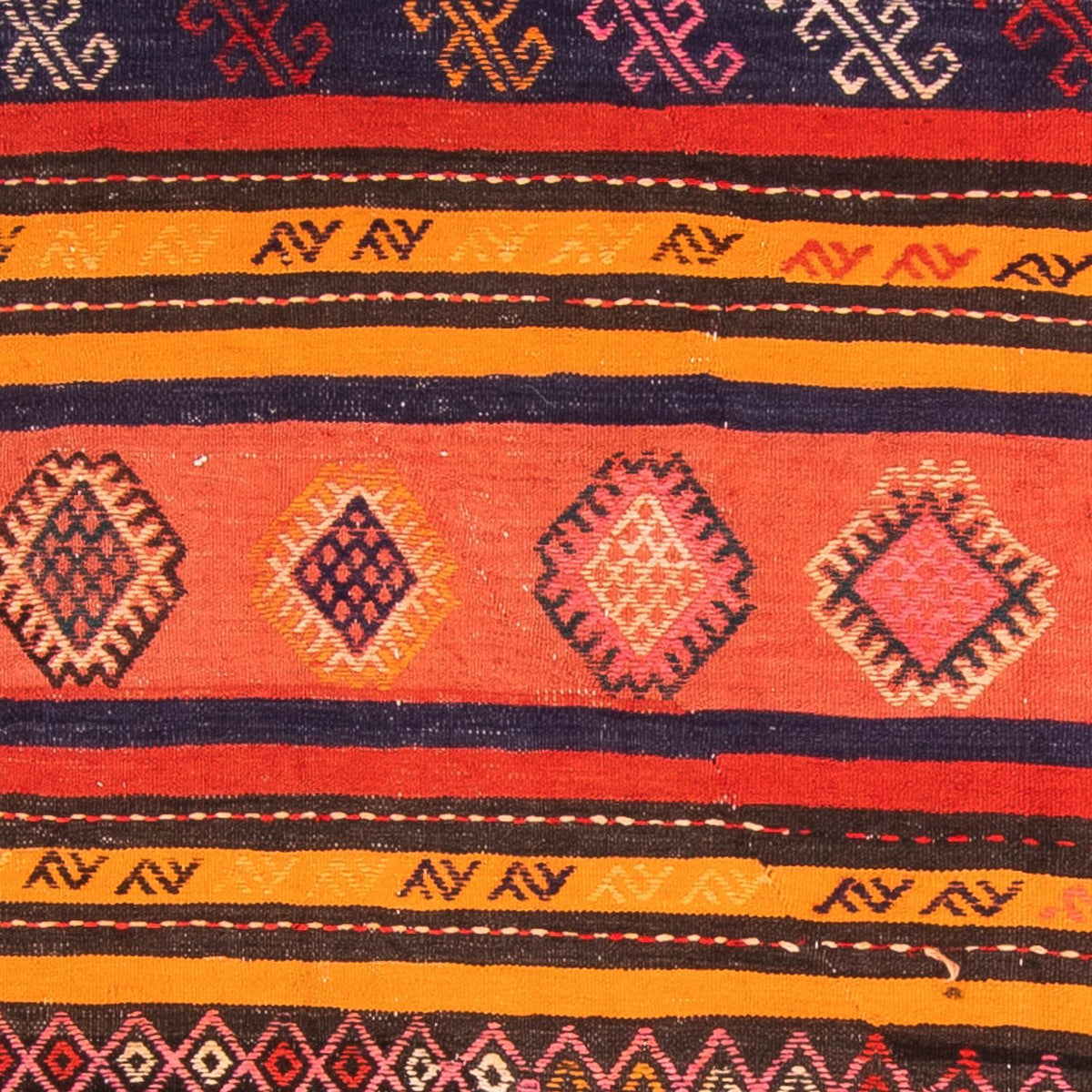 Kelim-tæppe - gammelt - 220 x 150 cm - flerfarvet