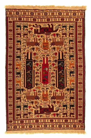 Kelim-tæppe - orientalsk - 197 x 129 cm - lys brun